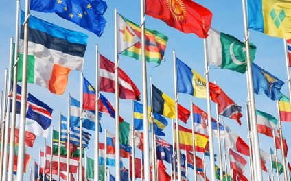 World flags in International Geneva, Switzerland