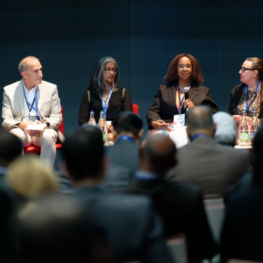 Panelists discuss AI, creating knowledge(s), teaching and learning. Credit: Alain Grivel.