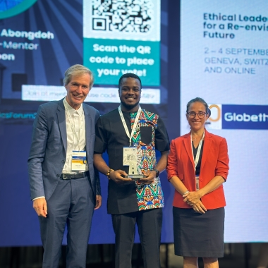Stanley Anigbogu with Dietrich Werner and Ariane Jaubert